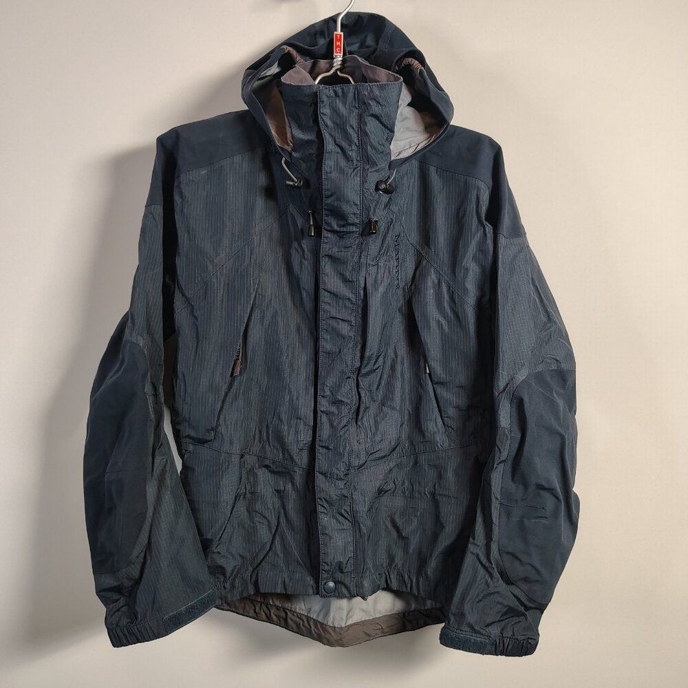Marmot Jacket Mens‎ Size Small Navy Grid Tech Rip Stop Ski Snow Waterproof Hood